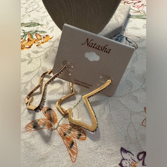 Butterfly earrings with rhinestones - Picture 7 of 8